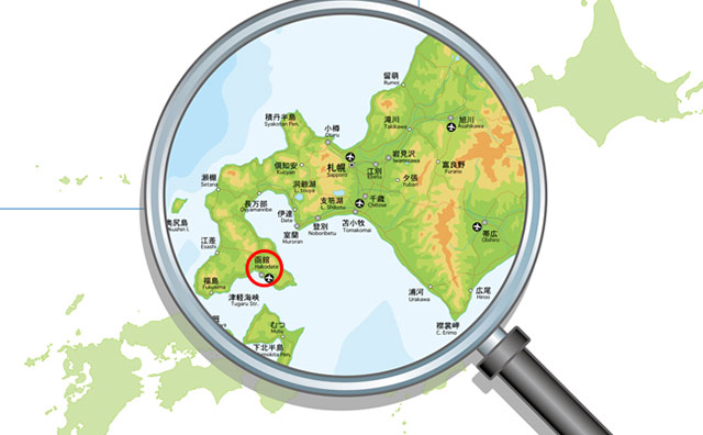 函館市は渡島半島の南東部